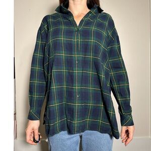 Blue Green Longsleeve Flannel Shirt Size M